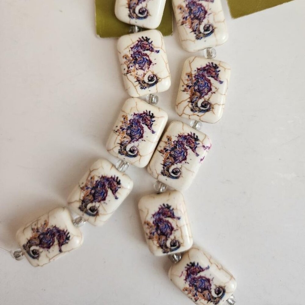 Bead Gallery Seahorse Bead Strands, Reconstituted Stone Jewelry making, Destash